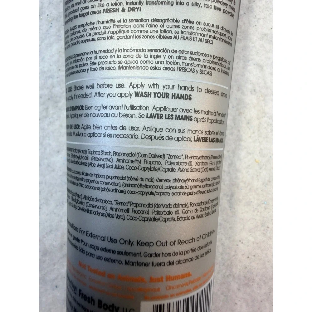 Fresh Body Fresh Balls Hygiene For Groin Area Anti-Chafing Cream 3.4oz 100ml New